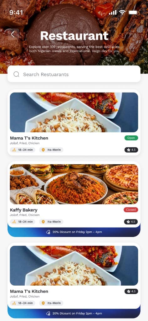 ValGo restaurant discovery screen showing local favorites