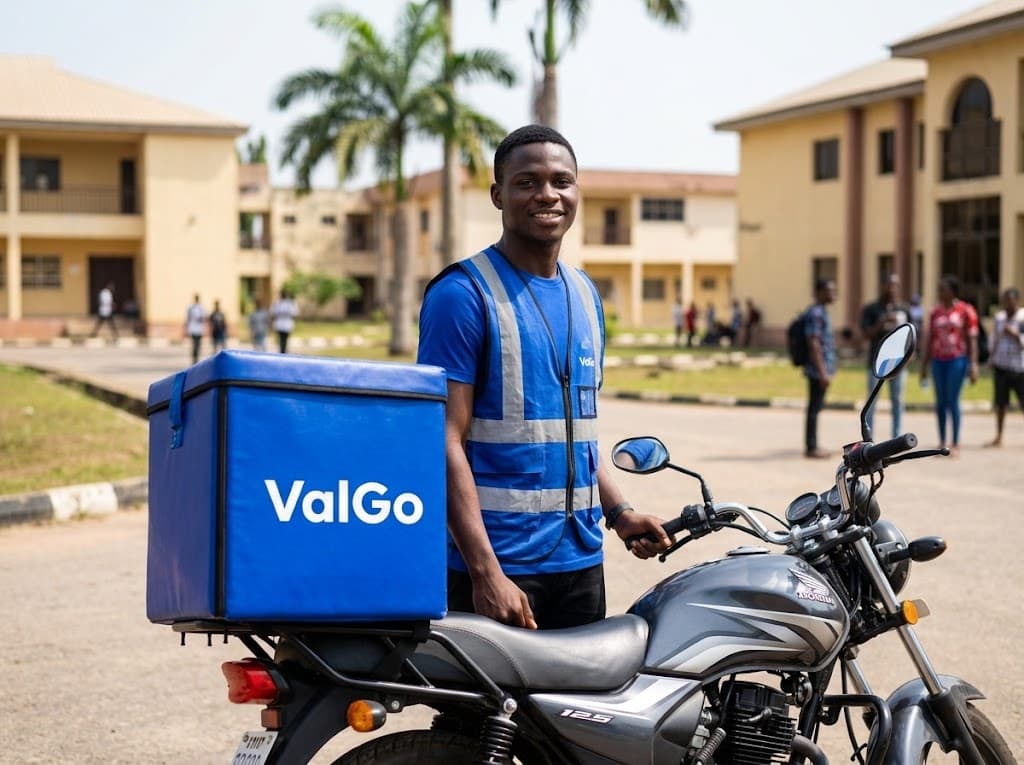 ValGo rider handing delivery bag to customer at their door